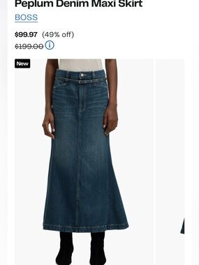 Hugo Boss Peplum Denim Maxi Skirt
